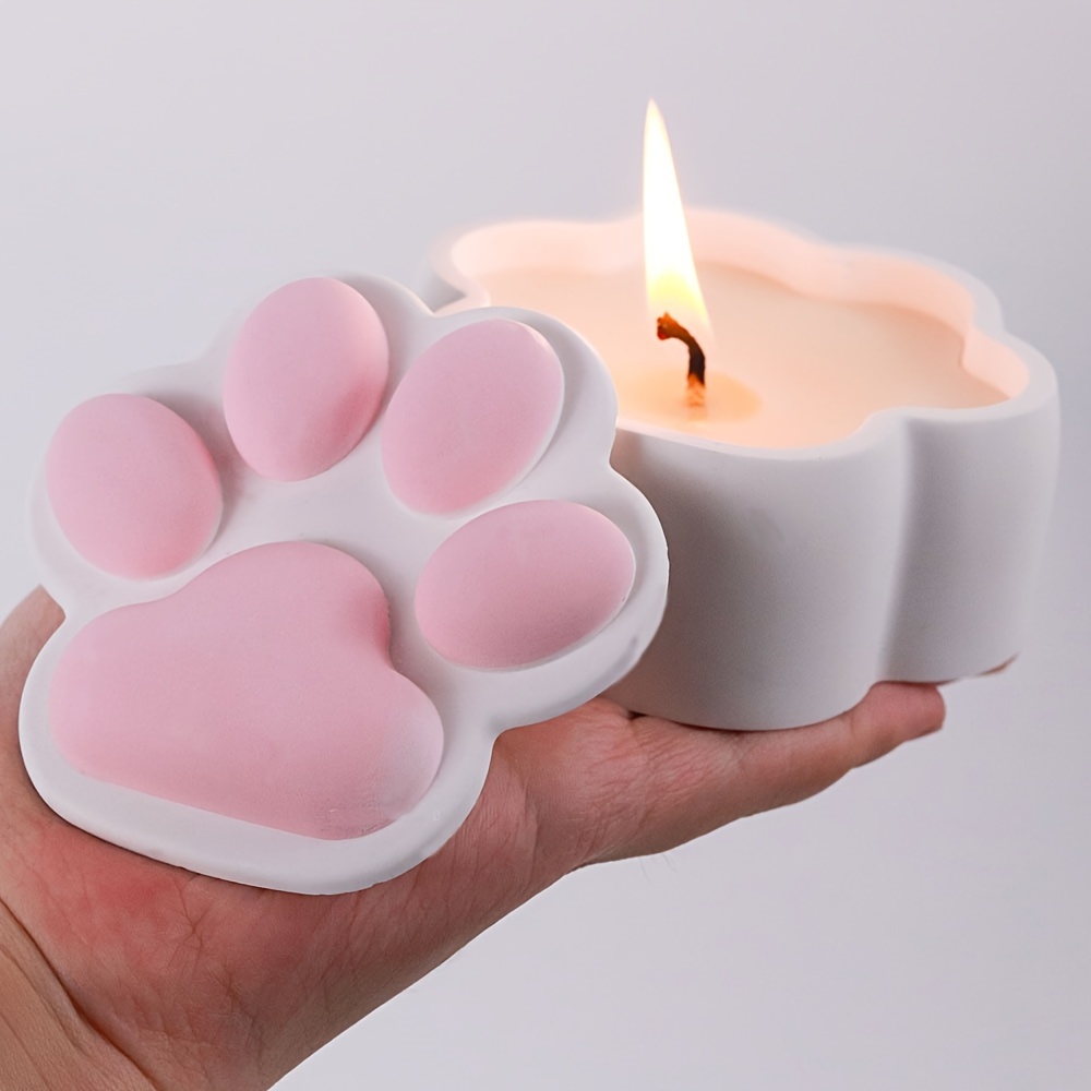 Candle Making Jars With Lids - แม่พิมพ์ซิลิโคนกล่องเก็บของรูปเล็บแมว DIY พร้อมฝาปิด สำหรับทำเทียน งานฝีมือ ปูนปลาสเตอร์