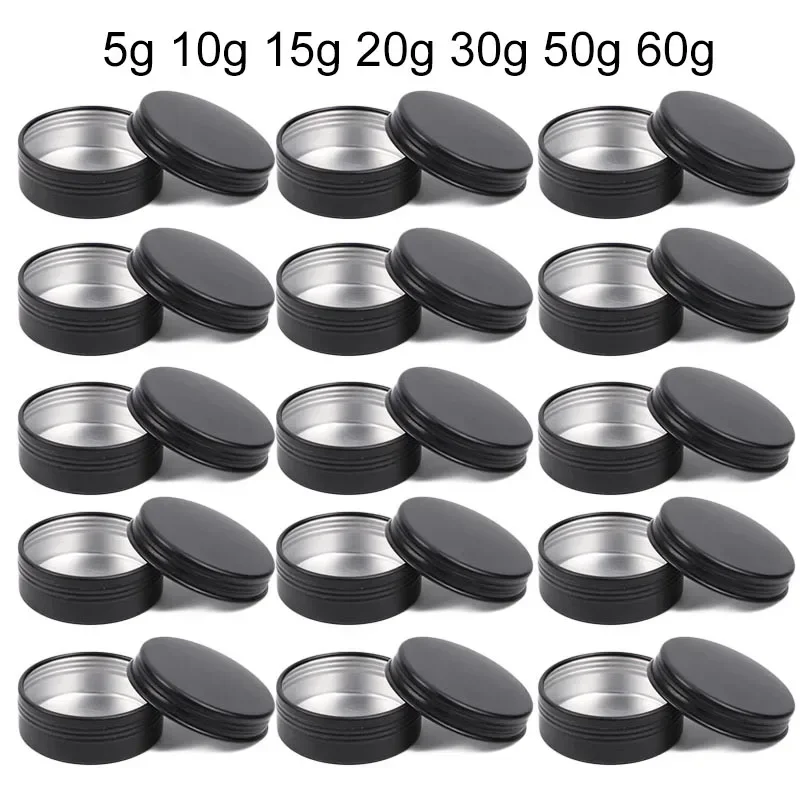 Tin Container Lid - 50Pcs สีดำเทียนพร้อมฝาปิดขายส่ง5/10/15/20/30/50/60G อลูมิเนียมดีบุกกระป๋อง Lip Balm Gloss