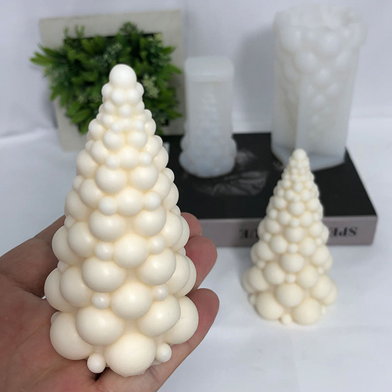 Candle Making Kits - แม่พิมพ์เทียนซิลิโคนรูปต้นคริสต์มาสมีฟองชุดทำเทียนหอมทำด้วยมือแม่พิมพ์สบู่ยิปซั่มเรซินตกแต่งคริสต์มาสของขวัญ