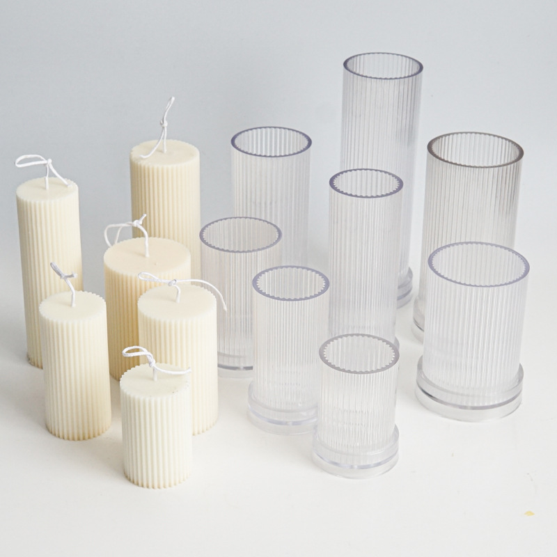 Candle Making Kits - ใหม่ DIY Pinstripe รอบ Fine ฟันทรงกระบอกเทียนแม่พิมพ์พลาสติกลายเทียน