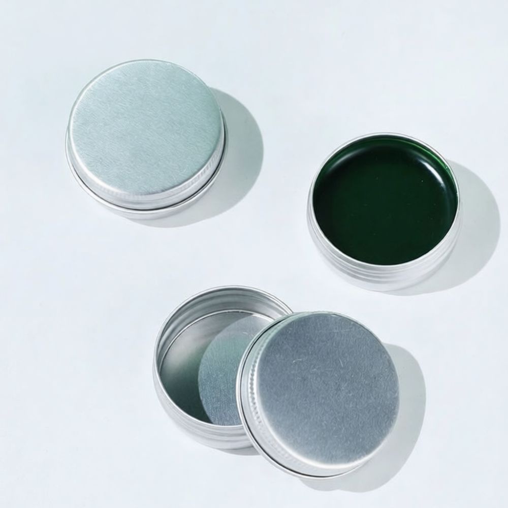 Tin Container Lid - กระปุกครีมโลหะทรงกลม ทำจากอะลูมิเนียม ขนาดกะทัดรัด ปิดสนิท ไม่รั่วซึม กล่องเก็บเครื่องสำอางสำหรับเดินทาง