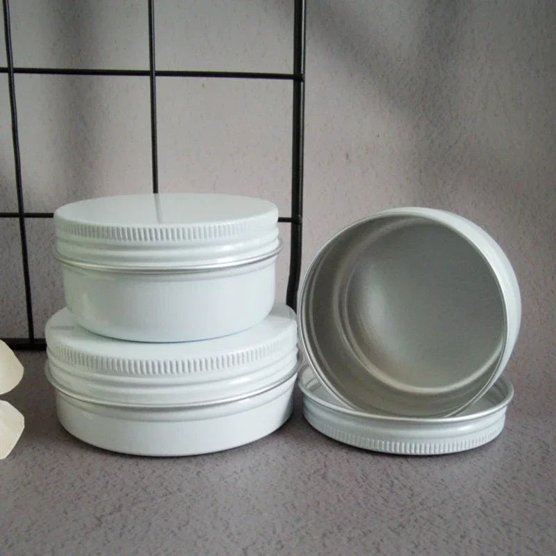 Tin Container Lid - กล่องอลูมิเนียมขนาด5/10/15/20/30/50/60/80/110/150g กระป๋องเปล่าฝาปิดกระป๋องโลหะทรงกลมโหลโหลขวดเครื่องสำอางสีขาวขายส่ง