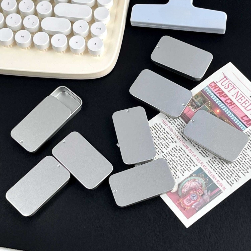 Tin Container Lid - กล่องเหล็กสไลด์ฝาเปิด-ปิดได้หลายขนาด กล่องเหล็กทรงสี่เหลี่ยมผืนผ้าขนาดเล็ก วัสดุทำจากเหล็กวิลาด กล่องเก็บของขนาดเล็ก