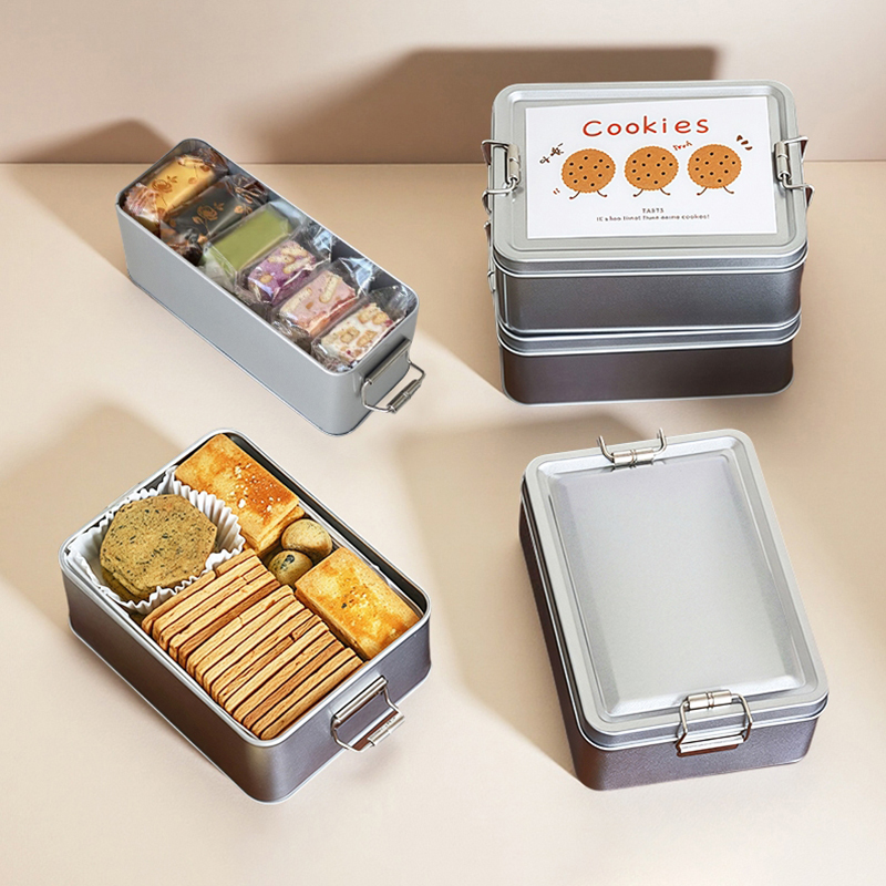 กล่องคุกกี้สี่เหลี่ยมผืนผ้า ทำ - Tin Container Lid บทวิจารณ์และราคา