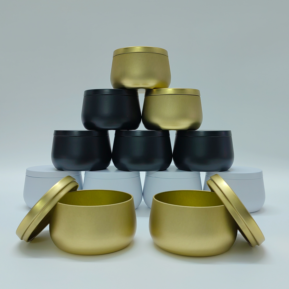 กระป๋องเทียนโลหะสีขาว ดำ ทอง ข - Tin Container Lid บทวิจารณ์และราคา