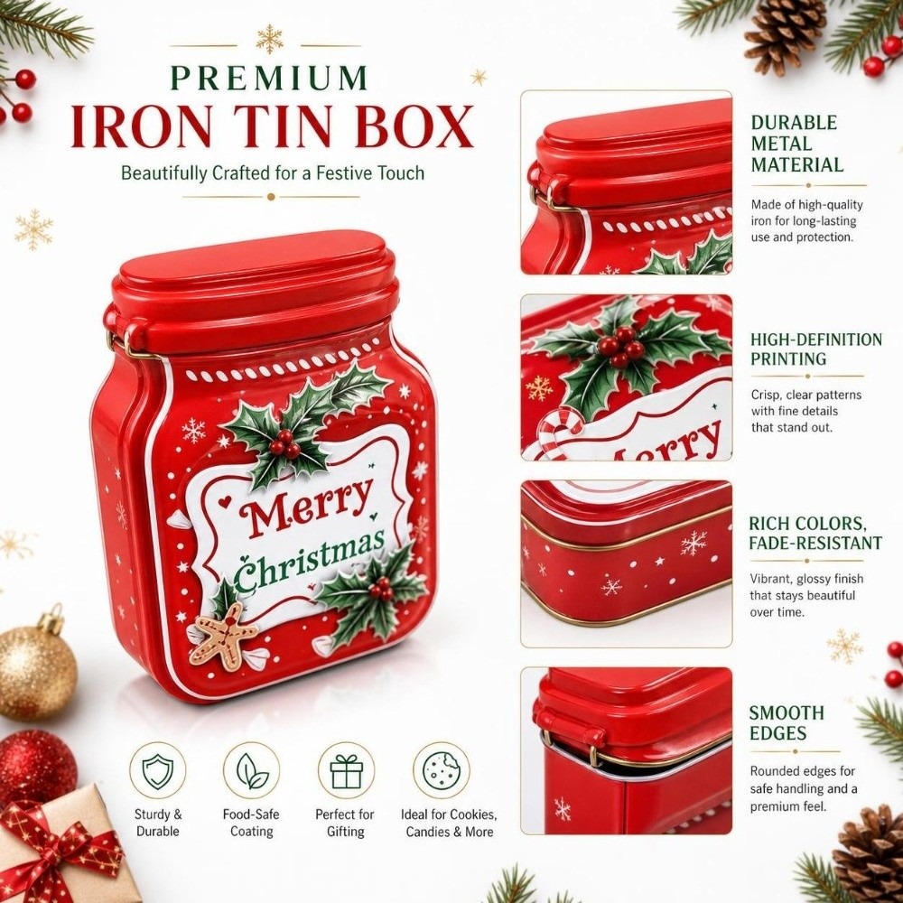 กล่องโลหะพกพาสำหรับคริสต์มาส พ - Tin Container Lid บทวิจารณ์และราคา